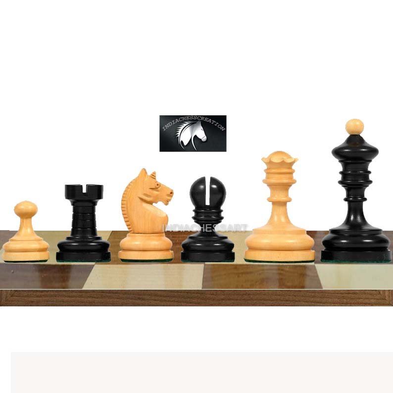 Vienna Coffee House Antique Reproduction Chess Set Lacquered Ebonized &  Boxwood Pieces